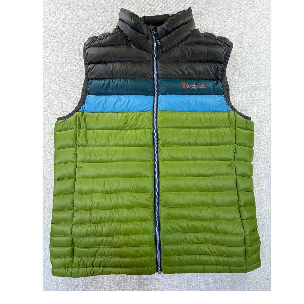 Cotopaxi Men's Green Blue Medium Fuego Down Zip Front Vest Outdoor Hiking Travel